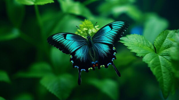 Mariposa alta golondrina esmeralda o pavo real verde