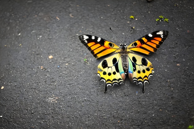 Una mariposa en el asfalto