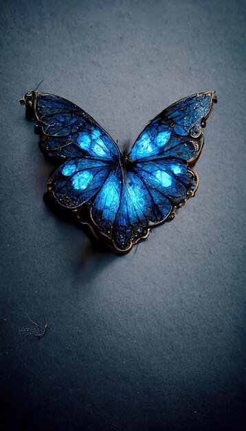 una mariposa azul con alas azules y negras