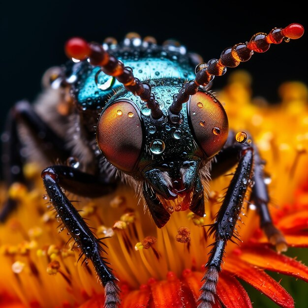 Foto mariposa bebiendo néctar de la fotografía macro de flores