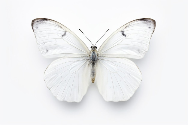 Mariposa blanca aislada sobre fondo blanco IA generativa