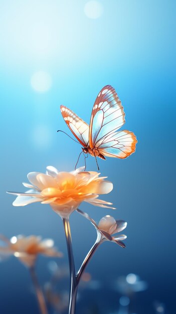 Mariposa blanca de una hermosa flor