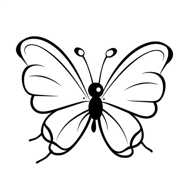 una mariposa en blanco y negro dibujando sobre un fondo blanco ai generativo