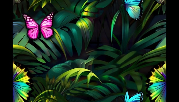 mariposa en el bosque tropical aspecto cinematográfico