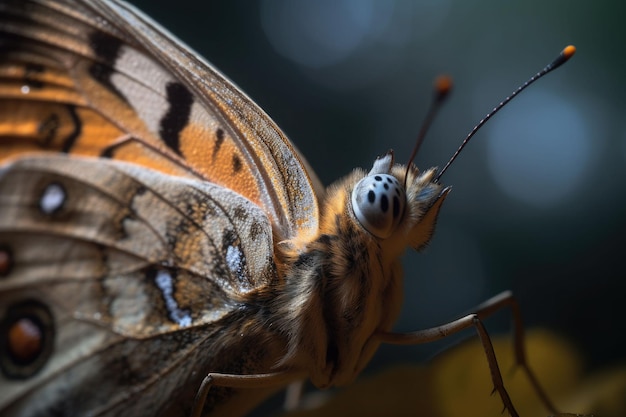 La mariposa de color óxido de cerca Mariposa en la naturaleza de la mañana IA generativa