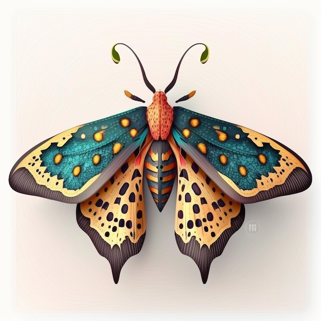 mariposa de colores brillantes con manchas negras y manchas amarillas en las alas ai generativo