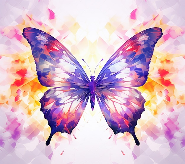 mariposa de colores brillantes con patrón geométrico en el fondo ai generativo