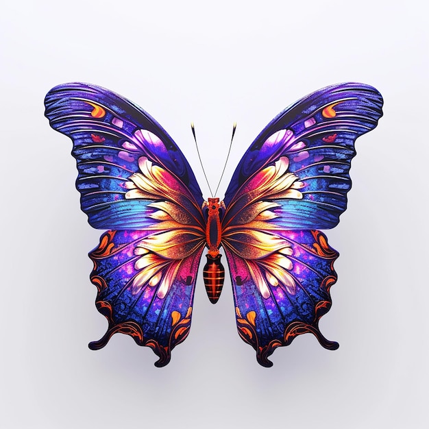 Una mariposa de colores con la palabra mariposa en ella