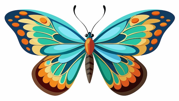 una mariposa colorida con alas naranja y azul