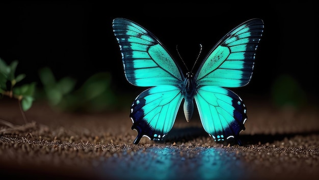 Mariposa colorida de cerca con ai generativo de fondo bokeh