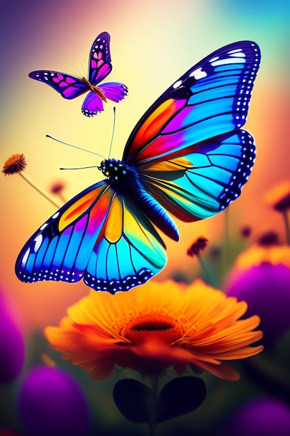 mariposa colorida mariposa color y fondo del arco iris