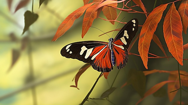 Mariposa colorida en la naturaleza en 3D