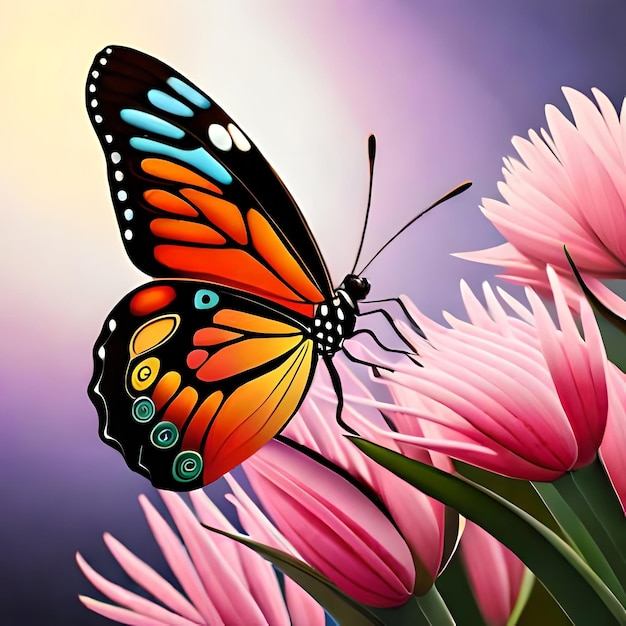 Mariposa descansando sobre una flor