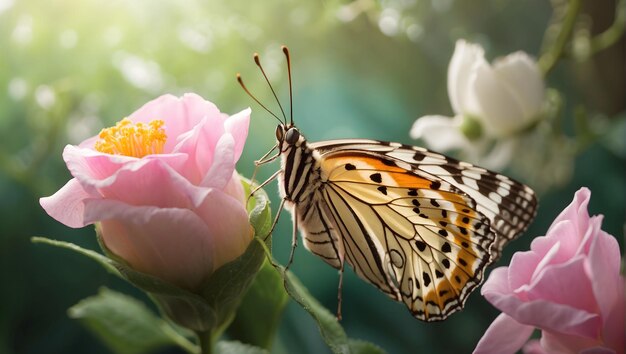 Una mariposa emerge de un capullo en una mañana de primavera que simboliza la renovación