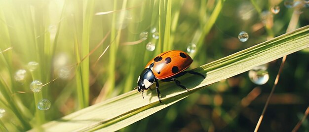 una mariposa está caminando sobre una hoja de hierba