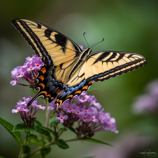 Una mariposa está en una flor con la letra r en ella