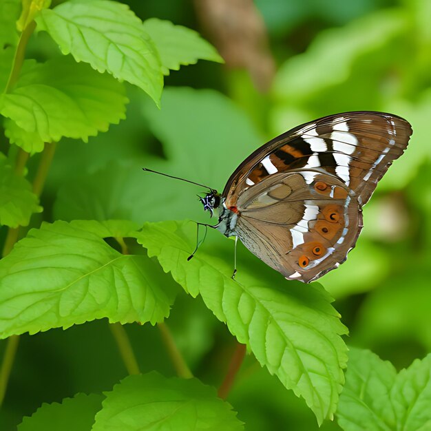 una mariposa está en una hoja con la letra r en ella