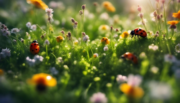 una mariposa está sentada en un campo de flores