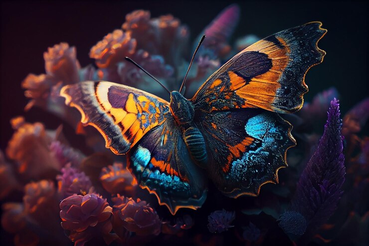 Mariposa en flor Colorida mariposa generativa ai