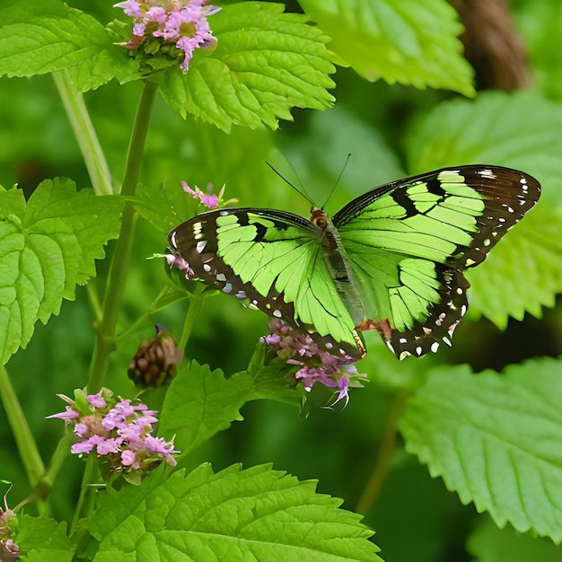 Foto una mariposa está en una flor y es una mariposa