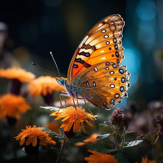 mariposa en la flor en el jardín