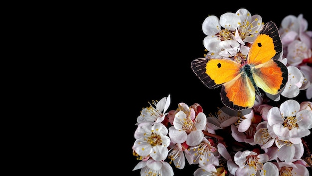 Una mariposa en una flor con una mariposa en ella