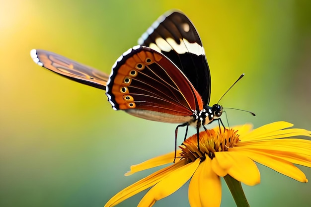 Una mariposa en una flor con la palabra mariposa en ella