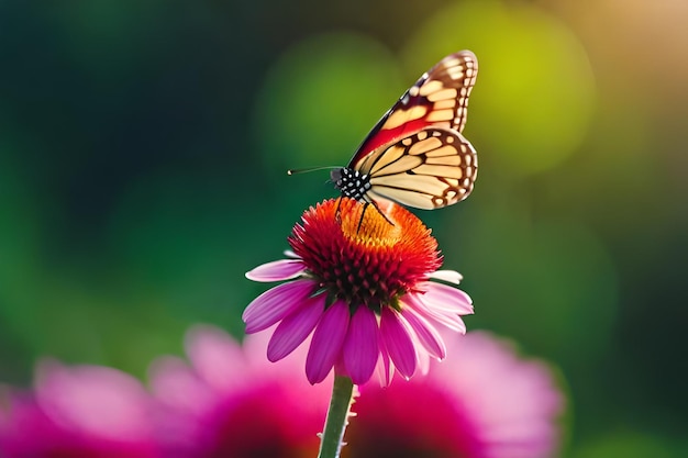 mariposa en una flor púrpura