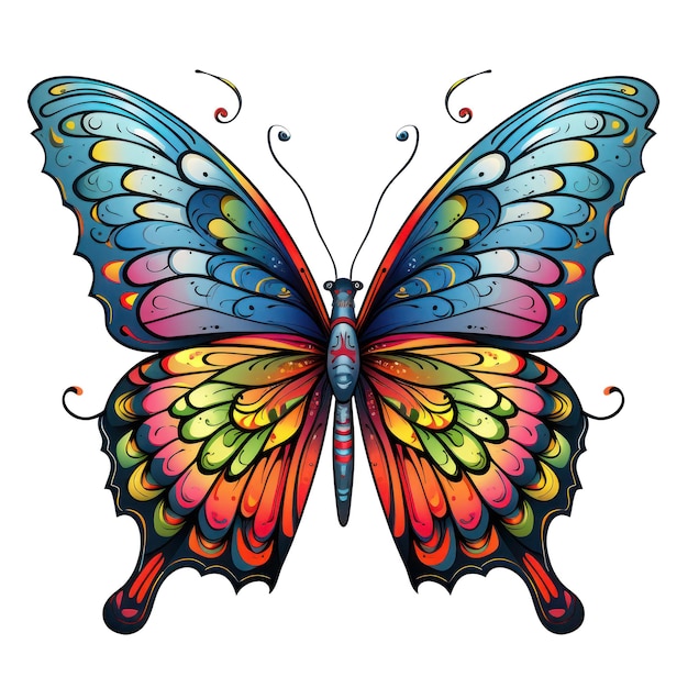 Mariposa floral Clipart Mariposa colorida generada por IA