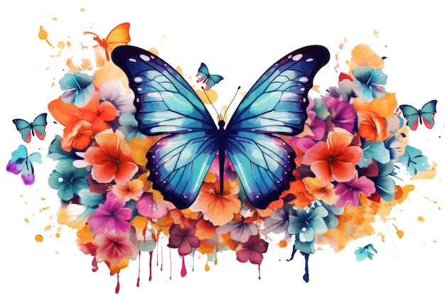 Mariposa floral Clipart Mariposa colorida generada por IA