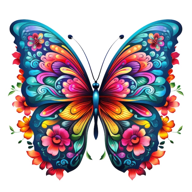 Mariposa floral Clipart Mariposa colorida generada por IA