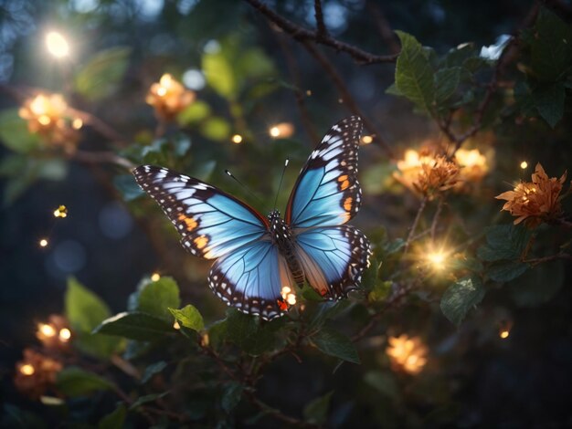 Mariposa en el fondo de la naturaleza floral enfoque suave