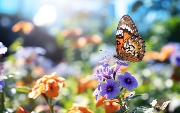 una mariposa se ha asentado en la flor