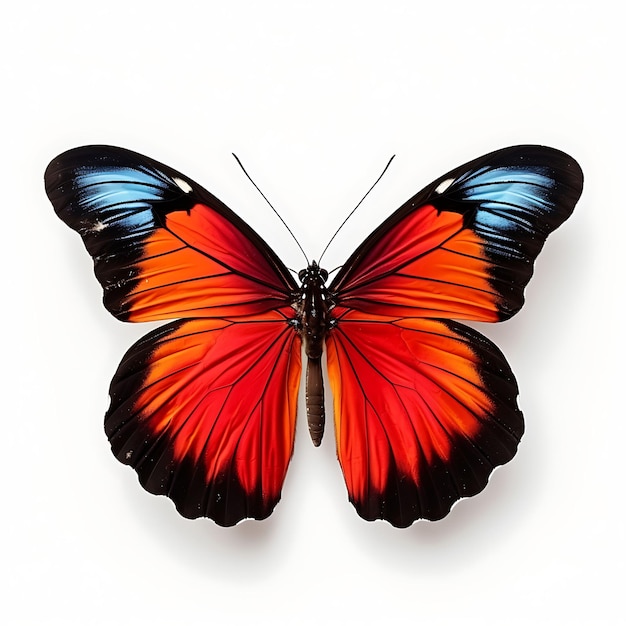 Foto mariposa heliconius capturada en su vívida gloria di sobre fondo blanco belleza vista superior disparar