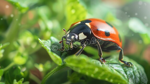 Foto una mariposa está en una hoja verde