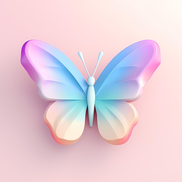 Foto mariposa isométrica 3d colores pastel suaves