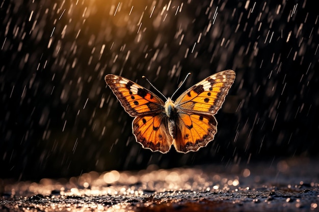 Mariposa en una lluvia