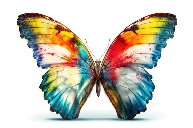 Mariposa multicolor para el diseño aislado sobre fondo blanco.