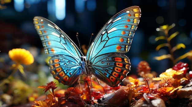 mariposa multicolor vuela entre la belleza de la naturaleza vibrante