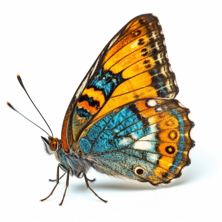 Mariposa muy hermosa aislada sobre fondo blanco IA generativa