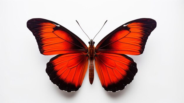 Foto mariposa naranja y negra en una superficie blanca