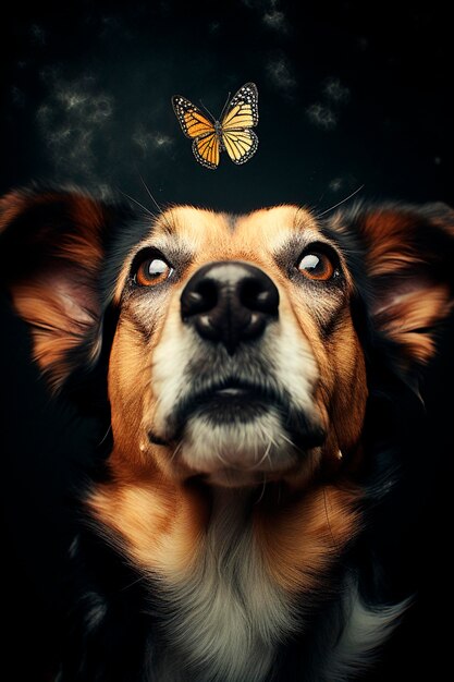Mariposa en la nariz de un perro Inteligencia Artificial Generativa Naturaleza