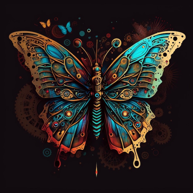 Una mariposa con un patrón de colores