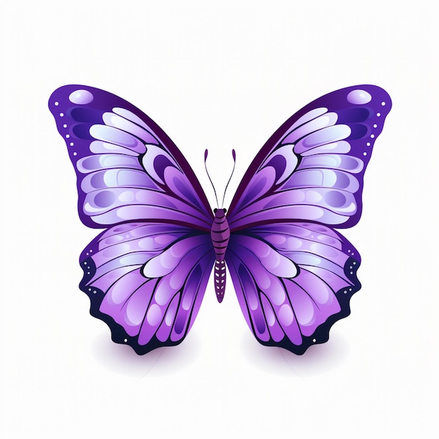 Foto mariposa púrpura con puntos blancos en las alas sobre un fondo blanco