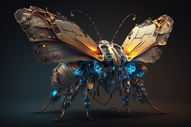 Una mariposa que es una máquina futurista del mundo futuro insecto Animales Ilustración IA generativa