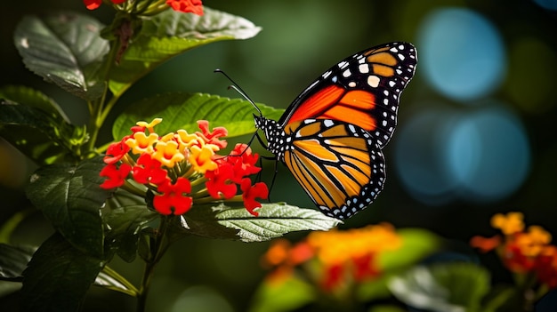 una mariposa que está en una flor con el número 3 en ella