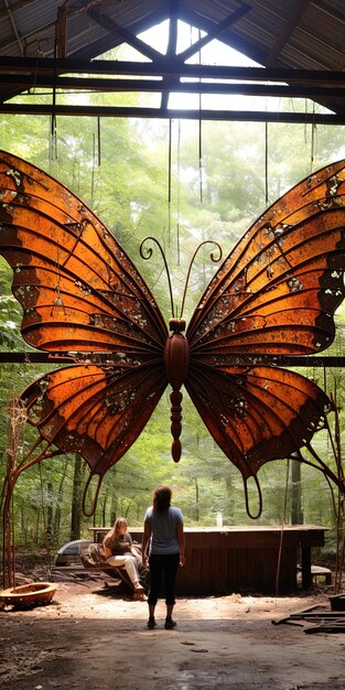 una mariposa que está en una ventana