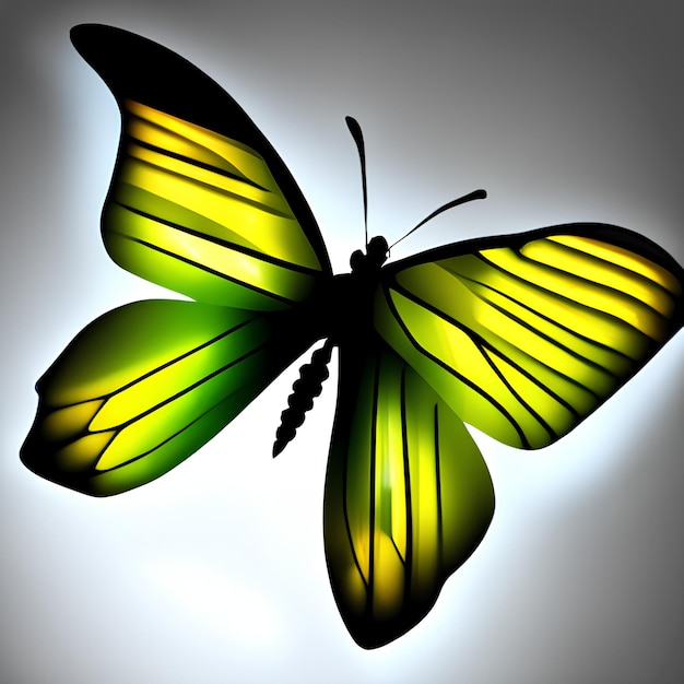 una mariposa con rayas amarillas y verdes