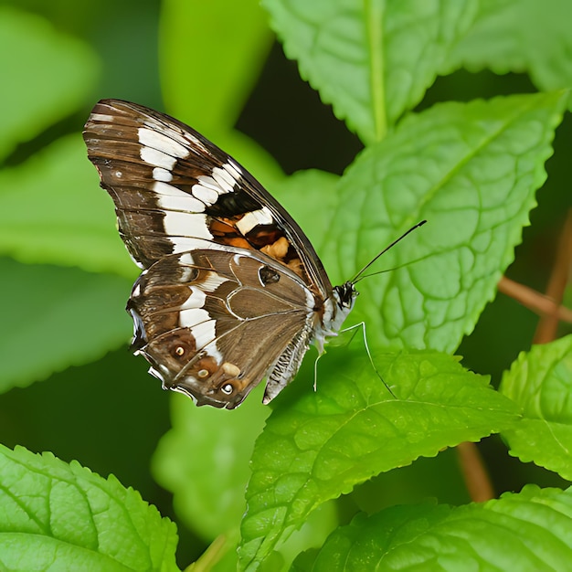 Foto una mariposa está sentada en una hoja con las palabras 