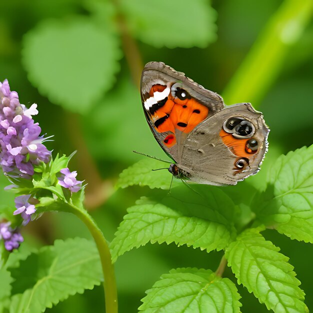 una mariposa se sienta en una flor con una mariposa en ella